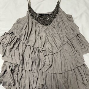 Forever 21 Gray Ruffled Tiered Camisole